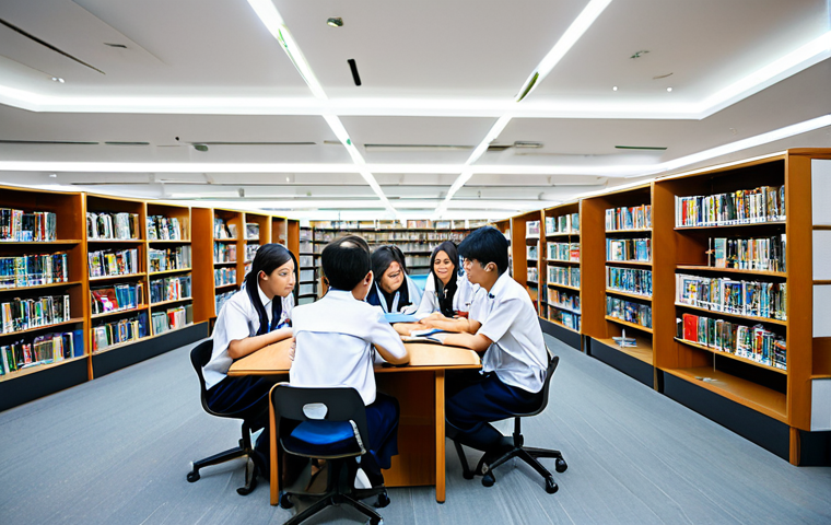 지식 공유와 혁신의 관계 - Inspiring Innovation**

"A group of Thai students in a modern library, collaborating on a project, s...