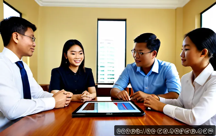 Home 17 지식 공유 시스템의 사례 연구 보고서 - Photorealistic case study scene of a Thai business knowledge-sharing system, diverse office team gat...